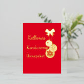 ハンガリーのクリスマスの挨拶 – 赤金ゴールド 箔シーズンポストカード (立ち正面)