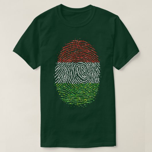 ハンガリーのハンガリー指紋登録旗 Tシャツ (デザイン正面)