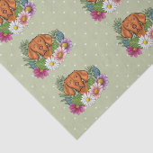 ハンガリーのビズラカラフルと夏の花が緑 薄葉紙 (詳細)