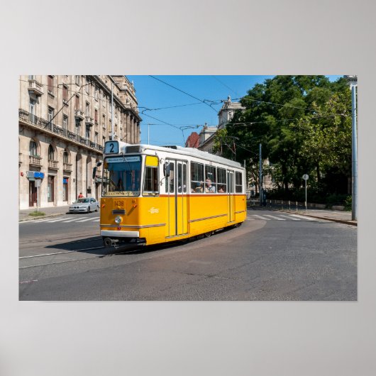 ハンガリーのブダペストにある有名な2番の路面電車 ポスター (正面)