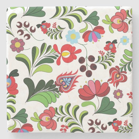 ハンガリーのマチョー刺繍柄 ストーンコースター (正面)