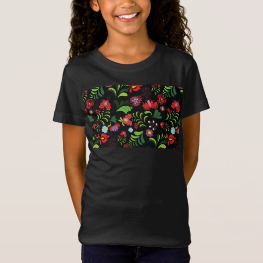 ハンガリーのマティヨ刺繍パターン Tシャツ (正面)
