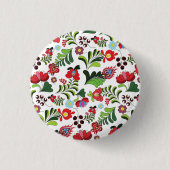 ハンガリーのマーチョの花柄デザイン 缶バッジ (正面)
