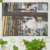 ハンガリーのミスコルクの農家市場 キッチンタオル (折り畳み)