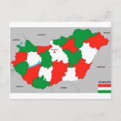 ハンガリーの国の政治地図の国旗 ポストカード (正面)