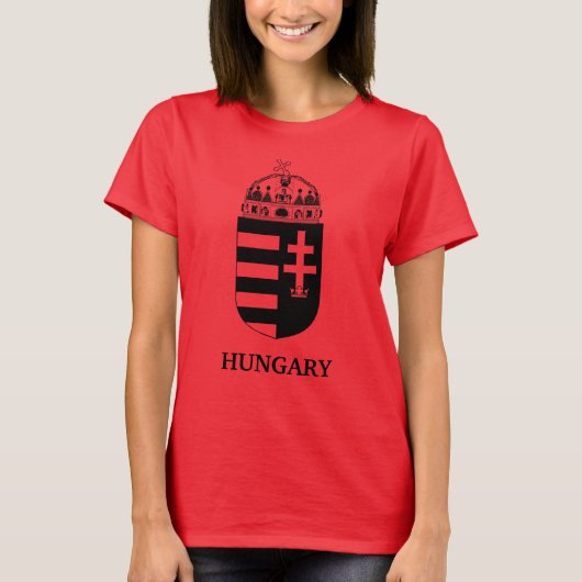 ハンガリーの国章 モノクローム現代アート Tシャツ (正面)