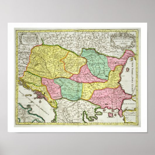 ハンガリーの地図と州 ポスター (正面)