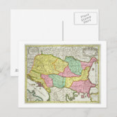 ハンガリーの地図と州 ポストカード (正面/裏面)