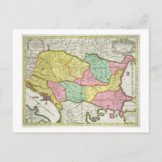 ハンガリーの地図と州 ポストカード (正面)