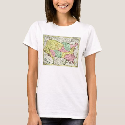 ハンガリーの地図と州 Tシャツ (正面)