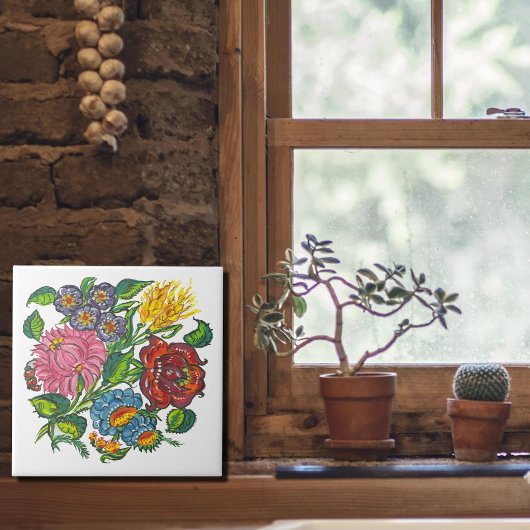 ハンガリーの地方の花 タイル