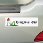 ハンガリーの女の子のシルエットの旗 バンパーステッカー (車上)