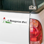ハンガリーの女の子のシルエットの旗 バンパーステッカー (トラック上)