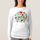 ハンガリーの手描きマーチョ花柄民族芸術 Tシャツ (正面)