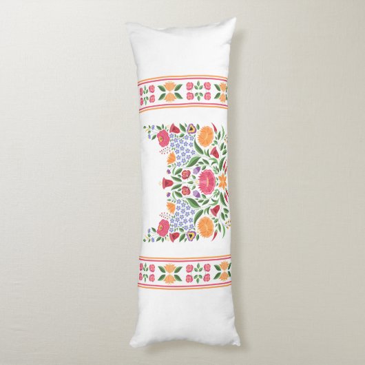 ハンガリーの民俗パターン- Kalocsaの刺繍の花 ボディピロー (裏面 (縦))