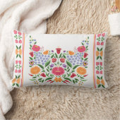ハンガリーの民俗パターン- Kalocsaの刺繍の花 ランバークッション (ブランケット)
