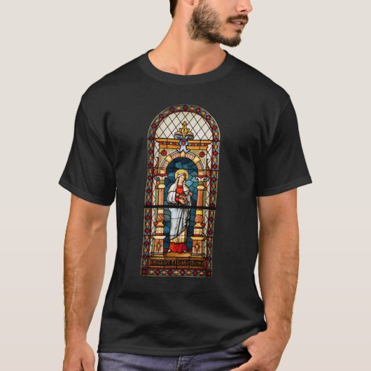 ハンガリーの聖エリザベト 中世プレミアムアート Tシャツ (正面)