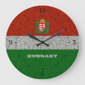 ハンガリーの腕のコートが贈り物にひびグランジを入れる ラージ壁時計 (正面)