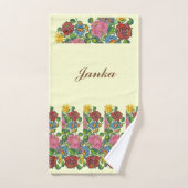 ハンガリーの花-名前を追加 バスタオルセット (ハンドタオル)