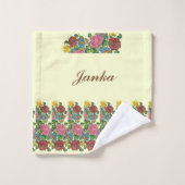 ハンガリーの花-名前を追加 バスタオルセット (ウォッシュタオル)