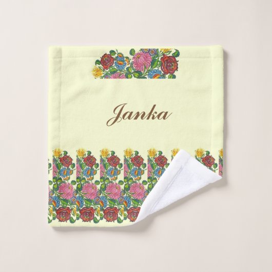 ハンガリーの花-名前を追加 バスタオルセット (ウォッシュタオル)