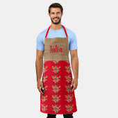 ハンガリーの赤い花柄 エプロン (着用した状態)