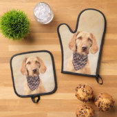 ハンガリーの金髪のヴィツラ絵を描の可愛いドッグアート 鍋つかみ&鍋敷きセット (トップダウン)