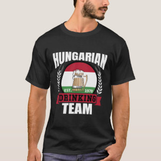 ハンガリーの飲みおもしろいチームハンガリー国旗Beer Pa Tシャツ