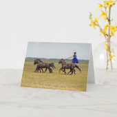 ハンガリーの騎兵と馬 カード (黄色い花)