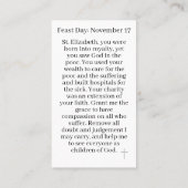 ハンガリーのSt. Elizabethカスタマイズ可能な祈りの言葉カード コーリングカード (裏面)