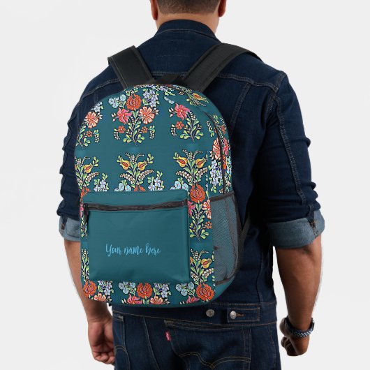 ハンガリーカラフルの花 プリントバックパック (インサイチュ (モデル))