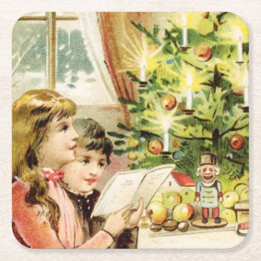 ハンガリークリスマス1902ホリデーカード スクエアペーパーコースター (正面)