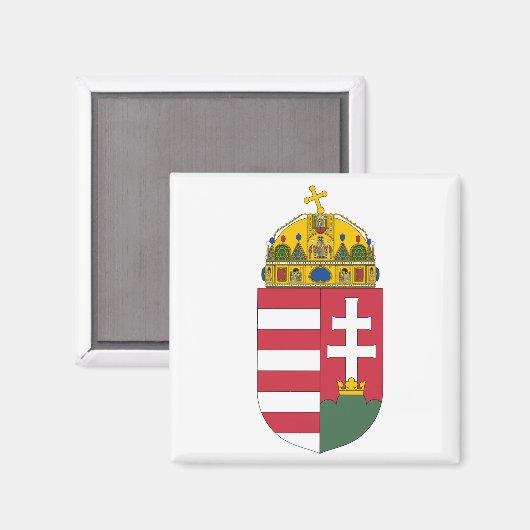 ハンガリーコートオブアームズ2インチスクエアマグネット マグネット (正面/裏面)