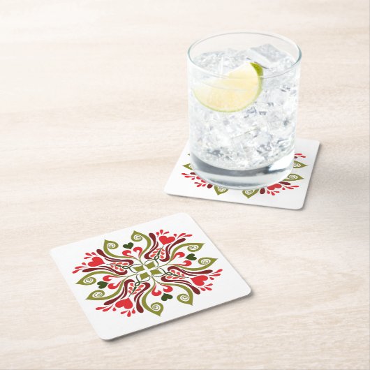 ハンガリーチューリップフローラモチーフ スクエアペーパーコースター (インサイチュ)