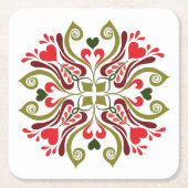 ハンガリーチューリップフローラモチーフ スクエアペーパーコースター (正面)