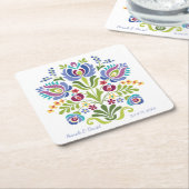 ハンガリーデザインバイオレットフローラ スクエアペーパーコースター (アングル)