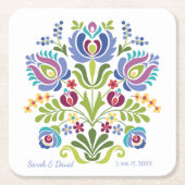 ハンガリーデザインバイオレットフローラ スクエアペーパーコースター (正面)