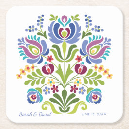 ハンガリーデザインバイオレットフローラ スクエアペーパーコースター