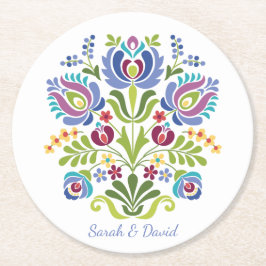 ハンガリーデザインバイオレットフローラ ラウンドペーパーコースター