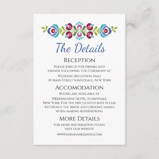 ハンガリーデザインバイオレット結婚フローラ エンクロージャーカード (正面)