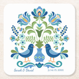 ハンガリーデザインブルーバードコースター スクエアペーパーコースター