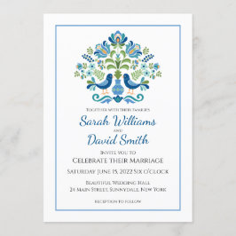 ハンガリーデザインブルーバード結婚式招待状 招待状