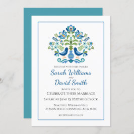 ハンガリーデザインブルーバード結婚式招待状 招待状