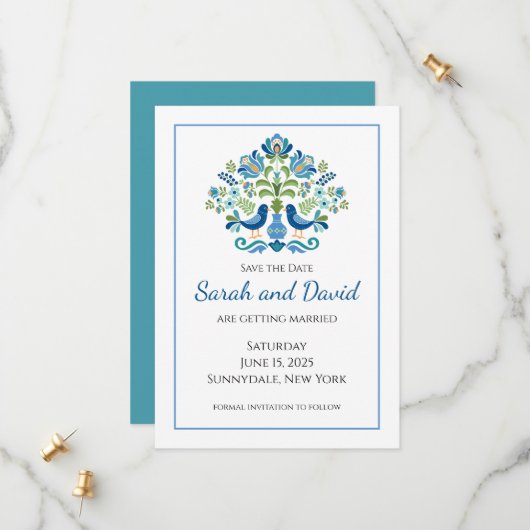 ハンガリーデザインブルーバード セーブザデート (正面/裏面インサイチュ)