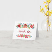 ハンガリーデザインレッドフラワーズサンキューカード カード (黄色い花)