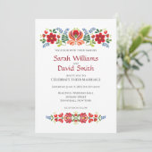 ハンガリーデザインレッドフラワーズ結婚式招待状 招待状 (スタンド正面)