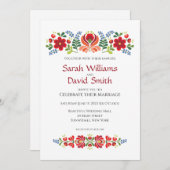 ハンガリーデザインレッドフラワーズ結婚式招待状 招待状 (正面/裏面)