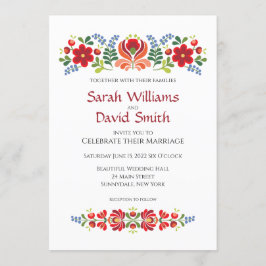 ハンガリーデザインレッドフラワーズ結婚式招待状 招待状