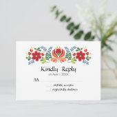 ハンガリーデザイン赤い花 出欠カード (スタンド正面)