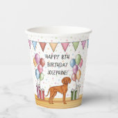 ハンガリービズスラパカラフルステルハッピーバースデー 紙コップ (正面)